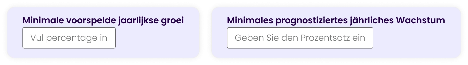 Voorbeeld: Label boven het invoerveld vertaald naar het Duits
